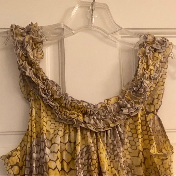 INC yellow and gray snakeskin patterned tank, Small - Picture 3 of 4